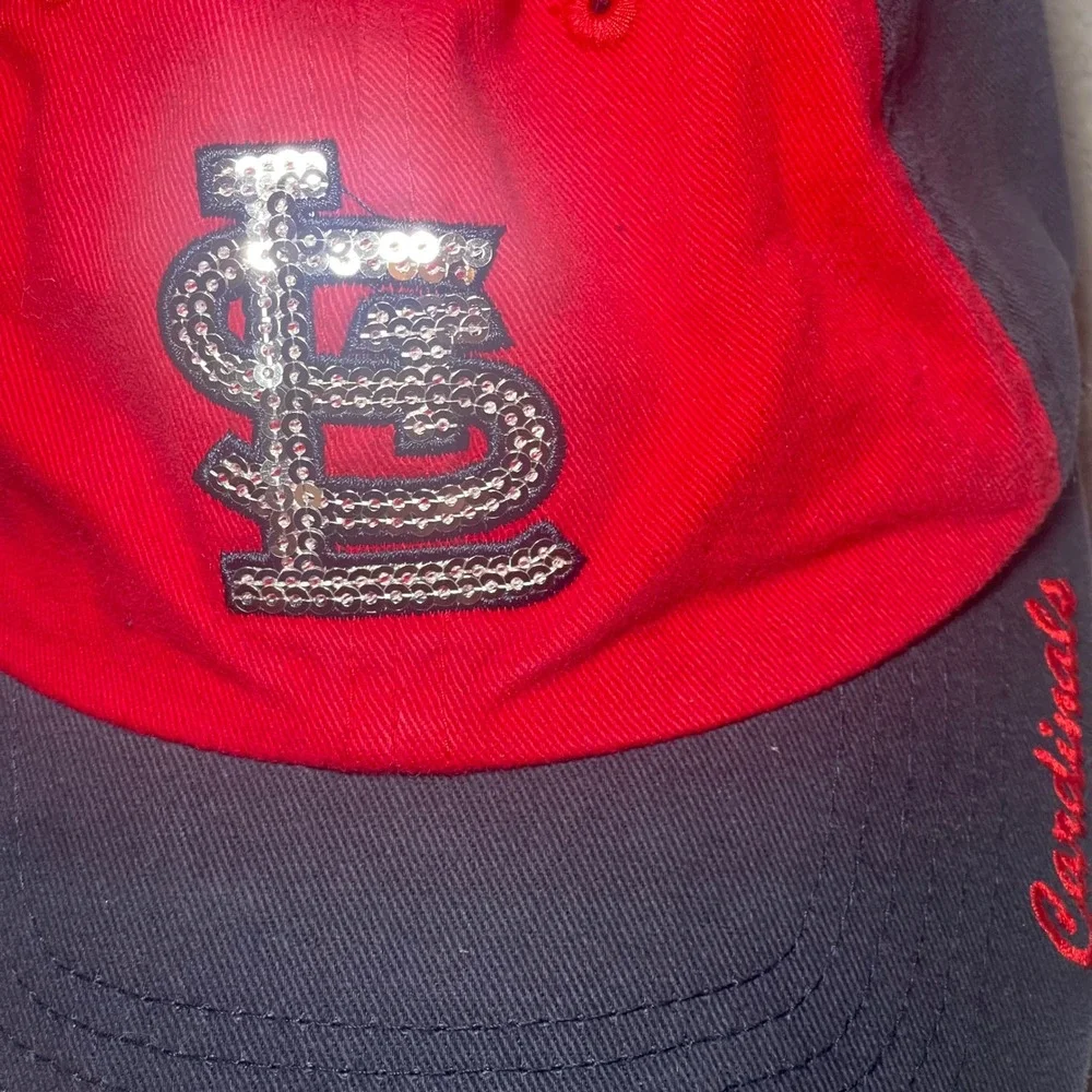 St Louis Cardinals Hat Womens Navy Red Fan Favorite MLB Sequined Logo Adjustable